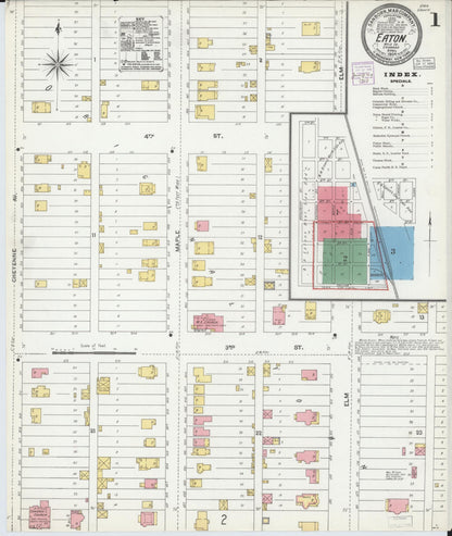 Sanborn Fire Insurance Map from Eaton, Weld County, Colorado (1904), Sheet #0001 - Complete Map Set gallery image, historic Sanborn map, vintage wall art, Colorado Colorado