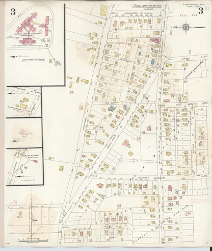 Sanborn Fire Insurance Map from Farmington, Oakland County, Michigan (1943), Sheet #0003 - Complete Map Set gallery image, historic Sanborn map, vintage wall art, Michigan Michigan