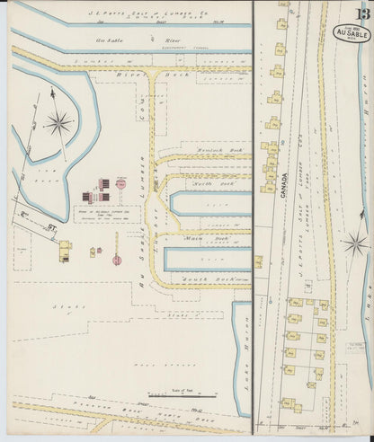 Sanborn Fire Insurance Map from Oscoda, Iosco County, Michigan (1890), Sheet #0013 - Historic Sanborn Fire Insurance Map Print, vintage old map wall art, antique decor, genealogy gift, Michigan Michigan map