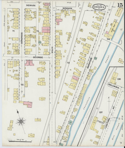 Sanborn Fire Insurance Map from Cohoes, Albany County, New York (1891), Sheet #0015 - Historic Sanborn Fire Insurance Map Print, vintage old map wall art, antique decor, genealogy gift, New York New York map