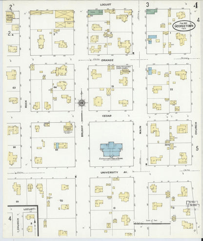 Sanborn Fire Insurance Map from Georgetown, Williamson County, Texas (1910), Sheet #0004 - Historic Sanborn Fire Insurance Map Print, vintage old map wall art, antique decor, genealogy gift, Texas Texas map