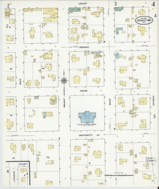 Sanborn Fire Insurance Map from Georgetown, Williamson County, Texas (1910), Sheet #0004 - Historic Sanborn Fire Insurance Map Print, vintage old map wall art, antique decor, genealogy gift, Texas Texas map