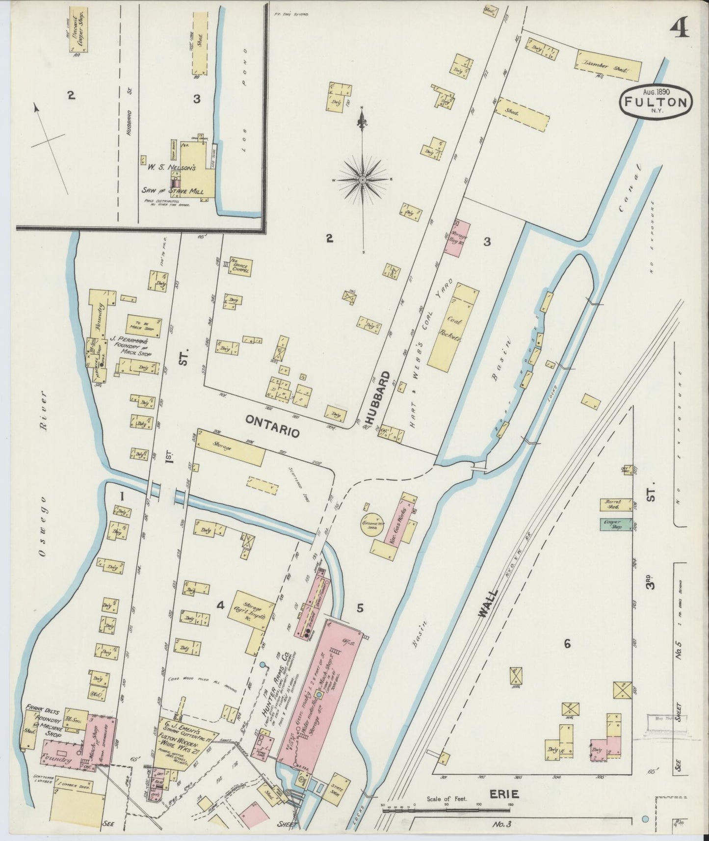 Sanborn Fire Insurance Map from Fulton, Oswego County, New York (1890), Sheet #0004 - Complete Map Set gallery image, historic Sanborn map, vintage wall art, New York New York