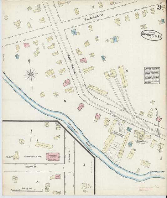 Sanborn Fire Insurance Map from Skaneateles, Onondaga County, New York (1884), Sheet #0003 - Historic Sanborn Fire Insurance Map Print, vintage old map wall art, antique decor, genealogy gift, New York New York map