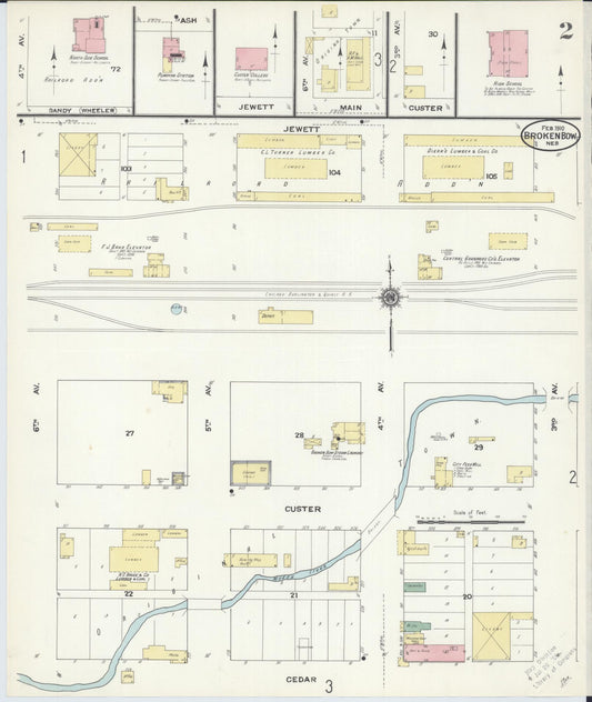 Sanborn Fire Insurance Map from Broken Bow, Custer County, Nebraska (1910), Sheet #0002 - Historic Sanborn Fire Insurance Map Print, vintage old map wall art, antique decor, genealogy gift, Nebraska Nebraska map