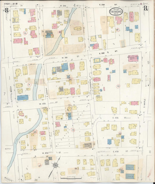 Sanborn Fire Insurance Map from Trinidad, Las Animas County, Colorado (1948), Sheet #0008 - Historic Sanborn Fire Insurance Map Print, vintage old map wall art, antique decor, genealogy gift, Colorado Colorado map