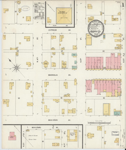 Sanborn Fire Insurance Map from Hubbard, Hill County, Texas (1898), Sheet #0001 - Historic Sanborn Fire Insurance Map Print, vintage old map wall art, antique decor, genealogy gift, Texas Texas map
