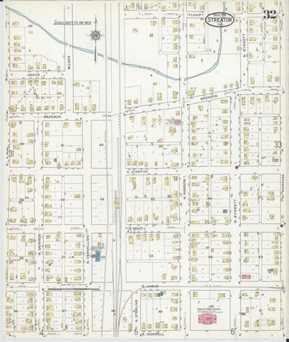 Sanborn Fire Insurance Map from Streator, La Salle County, Illinois (1916), Sheet #0032 - Complete Map Set gallery image, historic Sanborn map, vintage wall art, Illinois Illinois