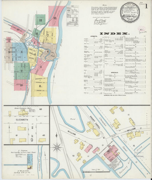 Sanborn Fire Insurance Map from Mechanicville, Saratoga County, New York (1897), Sheet #0001 - Historic Sanborn Fire Insurance Map Print, vintage old map wall art, antique decor, genealogy gift, New York New York map