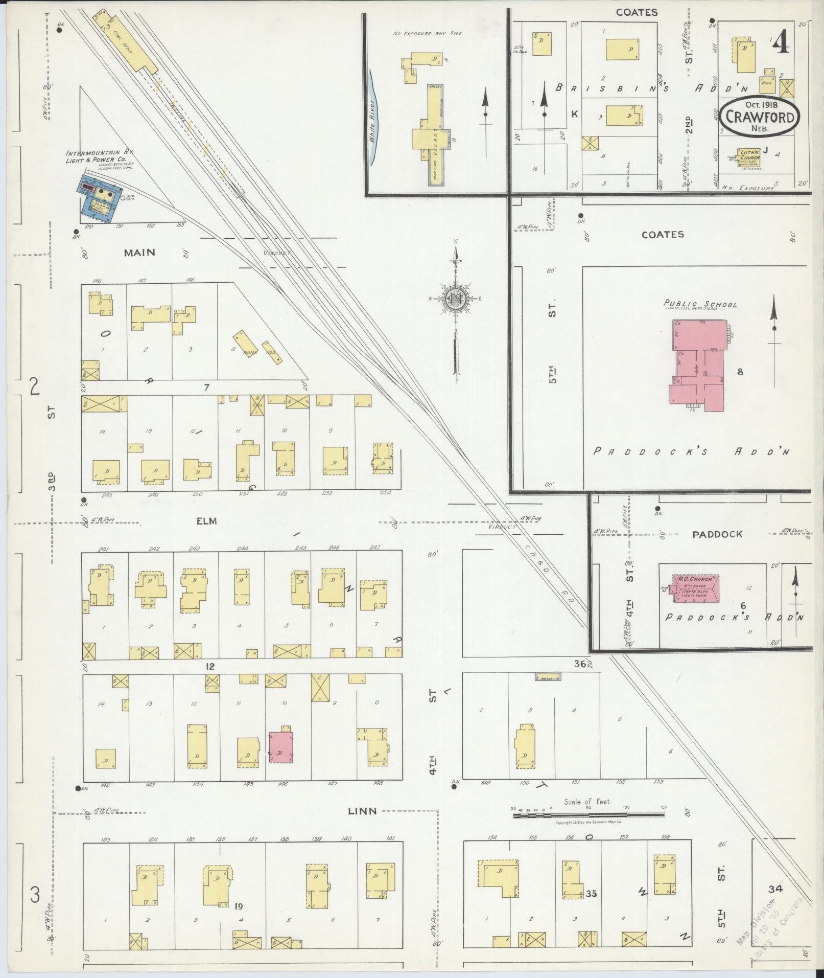 Sanborn Fire Insurance Map from Crawford, Dawes County, Nebraska (1918), Sheet #0004 - Historic Sanborn Fire Insurance Map Print, vintage old map wall art, antique decor, genealogy gift, Nebraska Nebraska map