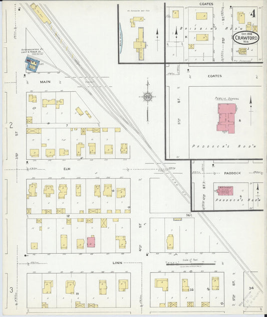 Sanborn Fire Insurance Map from Crawford, Dawes County, Nebraska (1918), Sheet #0004 - Historic Sanborn Fire Insurance Map Print, vintage old map wall art, antique decor, genealogy gift, Nebraska Nebraska map