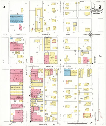 Sanborn Fire Insurance Map from Webster City, Hamilton County, Iowa (1923), Sheet #0005 - Historic Sanborn Fire Insurance Map Print, vintage old map wall art