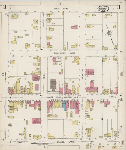 Sanborn Fire Insurance Map from Romney, Hampshire County, West Virginia (1923), Sheet #0003 - Historic Sanborn Fire Insurance Map Print, vintage old map wall art, antique decor, genealogy gift, West Virginia West Virginia map