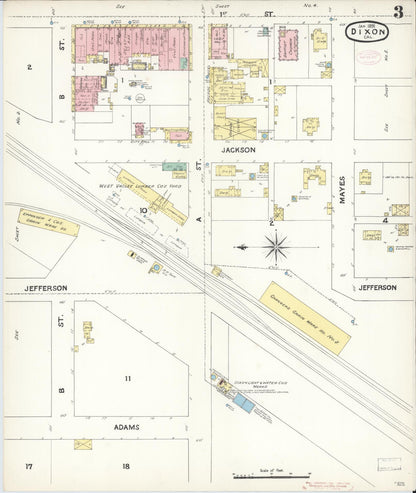 Sanborn Fire Insurance Map from Dixon, Solano County, California (1891), Sheet #0003 - Complete Map Set gallery image, historic Sanborn map, vintage wall art, California California