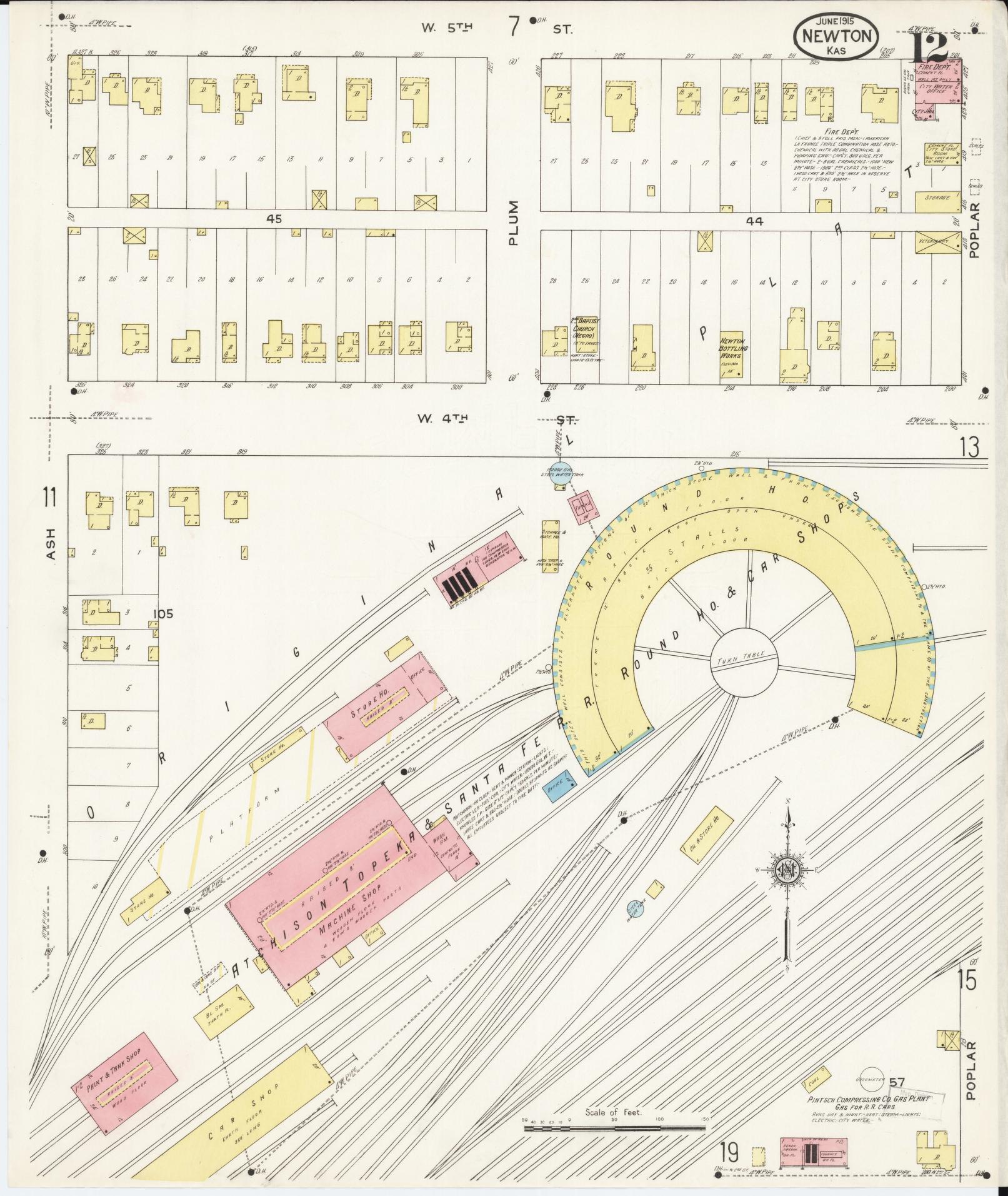 Sanborn Fire Insurance Map from Newton, Harvey County, Kansas (1915), Sheet #0012 - Historic Sanborn Fire Insurance Map Print, vintage old map wall art, antique decor, genealogy gift, Kansas Kansas map