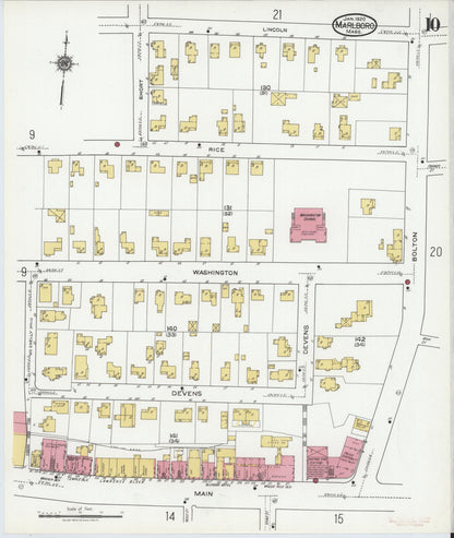 Sanborn Fire Insurance Map from Marlborough, Middlesex County, Massachusetts (1920), Sheet #0010 - Complete Map Set gallery image, historic Sanborn map, vintage wall art, Massachusetts Massachusetts