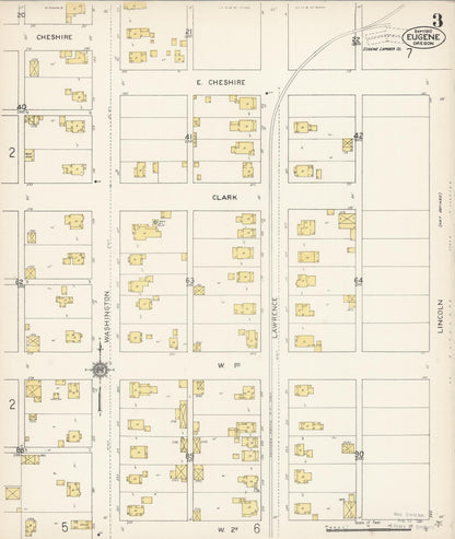 Sanborn Fire Insurance Map from Eugene, Lane County, Oregon (1912), Sheet #0003 - Complete Map Set gallery image, historic Sanborn map, vintage wall art, Oregon Oregon