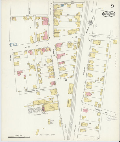 Sanborn Fire Insurance Map from Watsontown, Northumberland County, Pennsylvania (1912), Sheet #0009 - Historic Sanborn Fire Insurance Map Print, vintage old map wall art, antique decor, genealogy gift, Pennsylvania Pennsylvania map