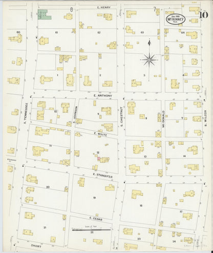 Sanborn Fire Insurance Map from McKinney, Collin County, Texas (1908), Sheet #0010 - Complete Map Set gallery image, historic Sanborn map, vintage wall art, Texas Texas