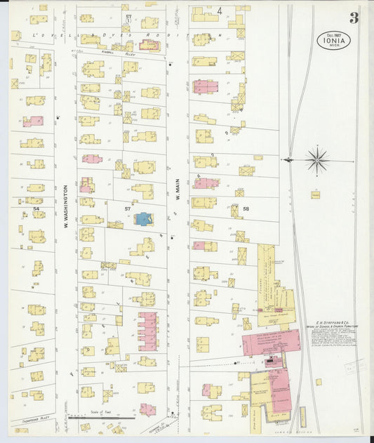 Sanborn Fire Insurance Map from Ionia, Ionia County, Michigan (1907), Sheet #0003 - Historic Sanborn Fire Insurance Map Print, vintage old map wall art, antique decor, genealogy gift, Michigan Michigan map