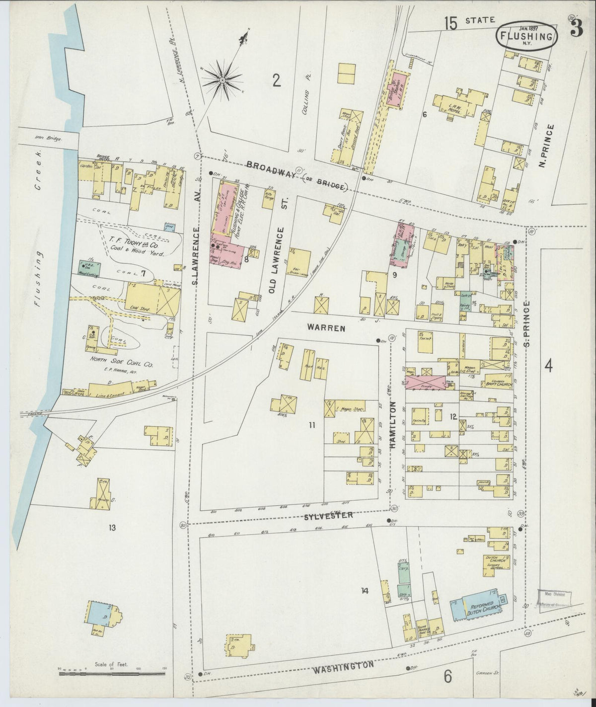 Sanborn Fire Insurance Map from Flushing, Queens County, New York (1897), Sheet #0003 - Complete Map Set gallery image, historic Sanborn map, vintage wall art, New York New York