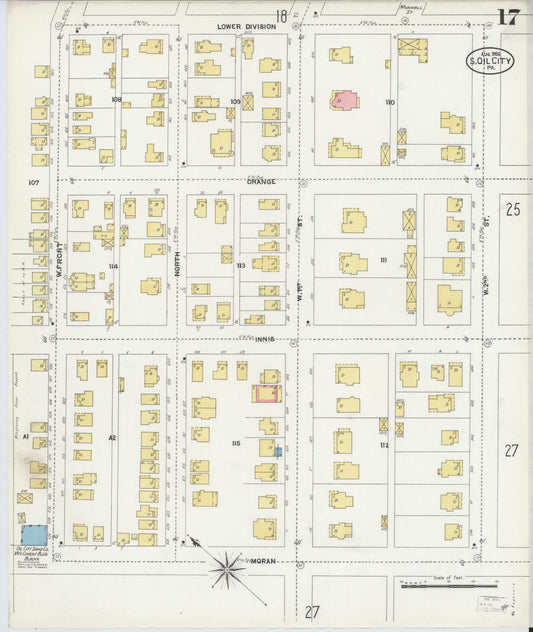 Sanborn Fire Insurance Map from Oil City, Venango County, Pennsylvania (1906), Sheet #0017 - Historic Sanborn Fire Insurance Map Print, vintage old map wall art, antique decor, genealogy gift, Pennsylvania Pennsylvania map