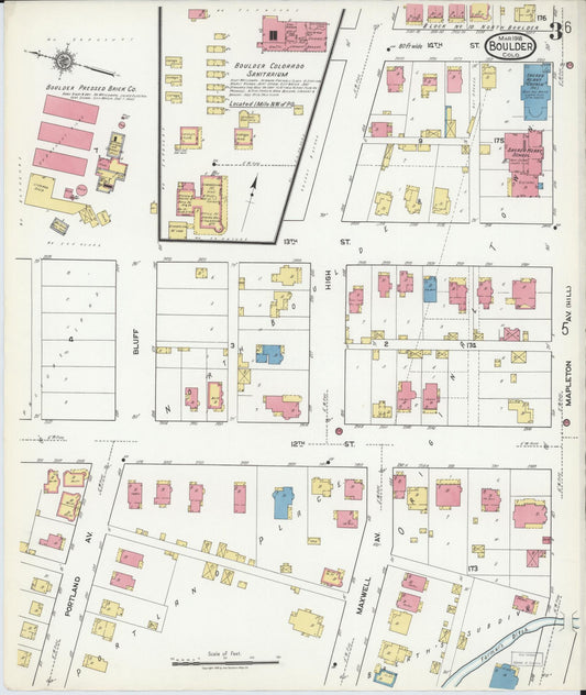 Sanborn Fire Insurance Map from Boulder, Boulder County, Colorado (1918), Sheet #0003 - Historic Sanborn Fire Insurance Map Print, vintage old map wall art, antique decor, genealogy gift, Colorado Colorado map