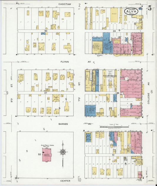 Sanborn Fire Insurance Map from Alva, Woods County, Oklahoma (1920), Sheet #0005 - Historic Sanborn Fire Insurance Map Print, vintage old map wall art, antique decor, genealogy gift, Oklahoma Oklahoma map
