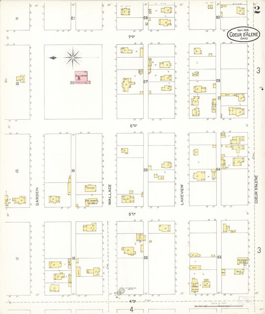 Sanborn Fire Insurance Map from Coeur D'alene, Kootenai County, Idaho (1903), Sheet #0002 - Historic Sanborn Fire Insurance Map Print, vintage old map wall art, antique decor, genealogy gift, Idaho Idaho map