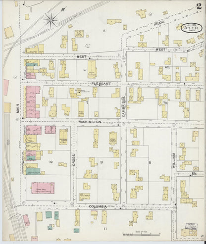 Sanborn Fire Insurance Map from Ayer, Middlesex County, Massachusetts (1892), Sheet #0002 - Complete Map Set gallery image, historic Sanborn map, vintage wall art, Massachusetts Massachusetts