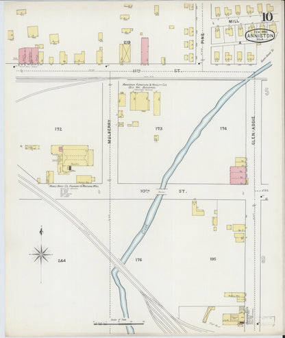 Sanborn Fire Insurance Map from Anniston, Calhoun County, Alabama (1895), Sheet #0010 - Complete Map Set gallery image, historic Sanborn map, vintage wall art, Alabama Alabama