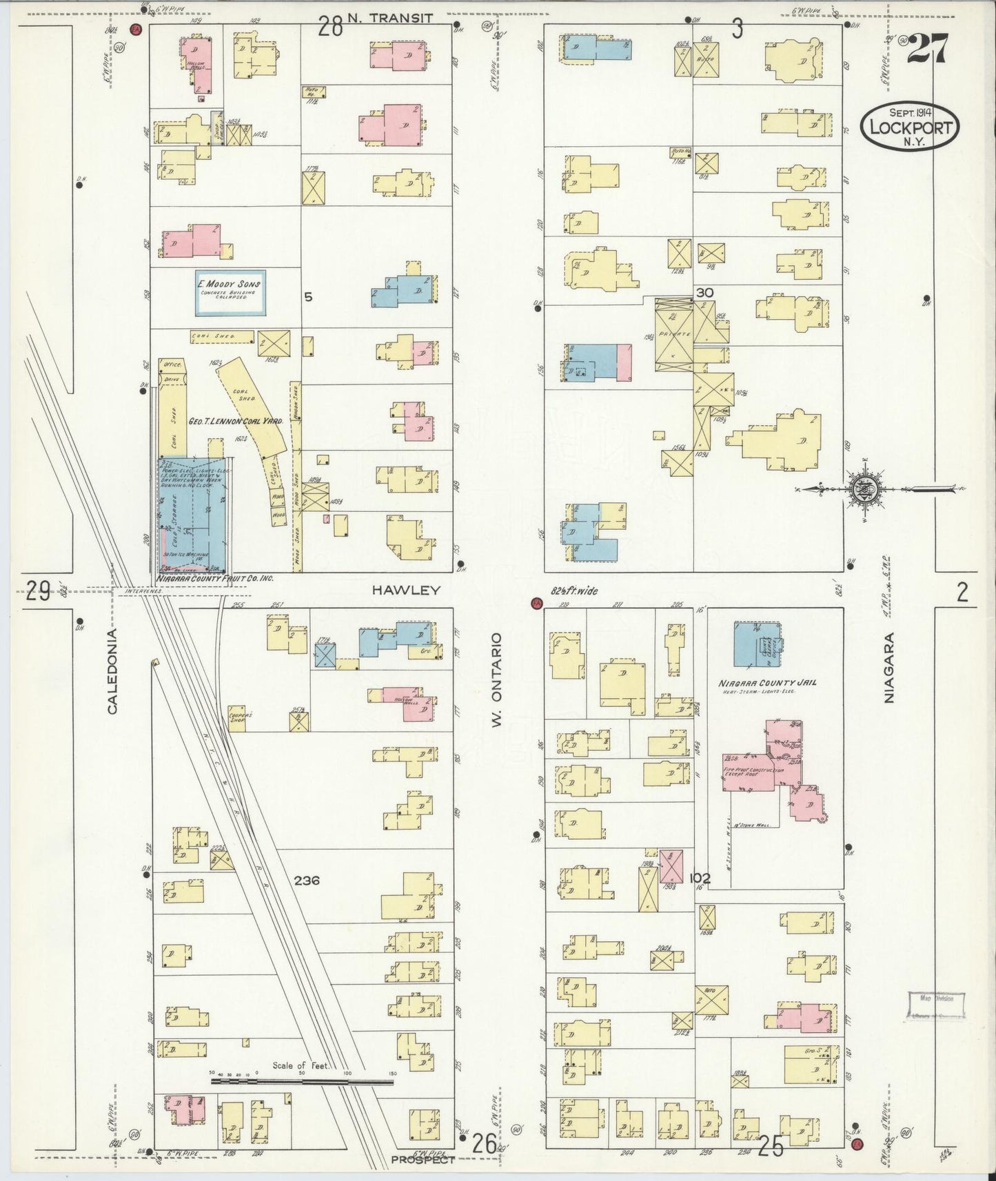 Sanborn Fire Insurance Map from Lockport, Niagara County, New York (1914), Sheet #0027 - Complete Map Set gallery image, historic Sanborn map, vintage wall art, New York New York