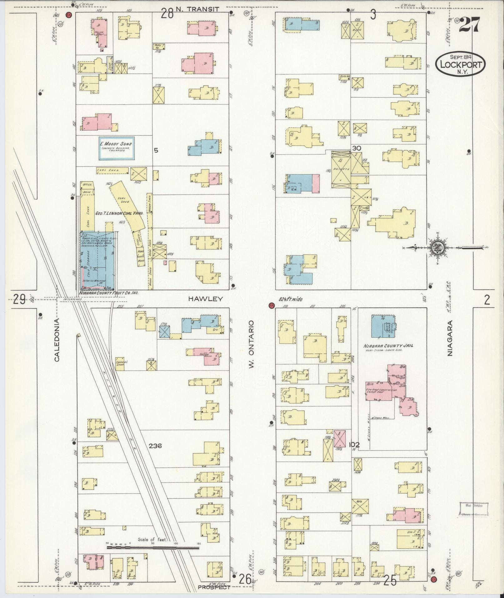 Sanborn Fire Insurance Map from Lockport, Niagara County, New York (1914), Sheet #0027 - Complete Map Set gallery image, historic Sanborn map, vintage wall art, New York New York