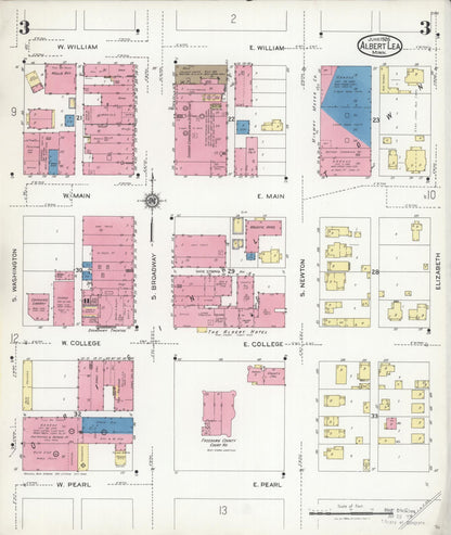 Sanborn Fire Insurance Map from Albert Lea, Freeborn County, Minnesota (1926), Sheet #0003 - Historic Sanborn Fire Insurance Map Print, vintage old map wall art, antique decor, genealogy gift, Minnesota Minnesota map