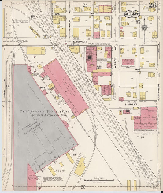 Sanborn Fire Insurance Map from Alliance, Stark County, Ohio (1921), Sheet #0026 - Historic Sanborn Fire Insurance Map Print, vintage old map wall art, antique decor, genealogy gift, Ohio Ohio map