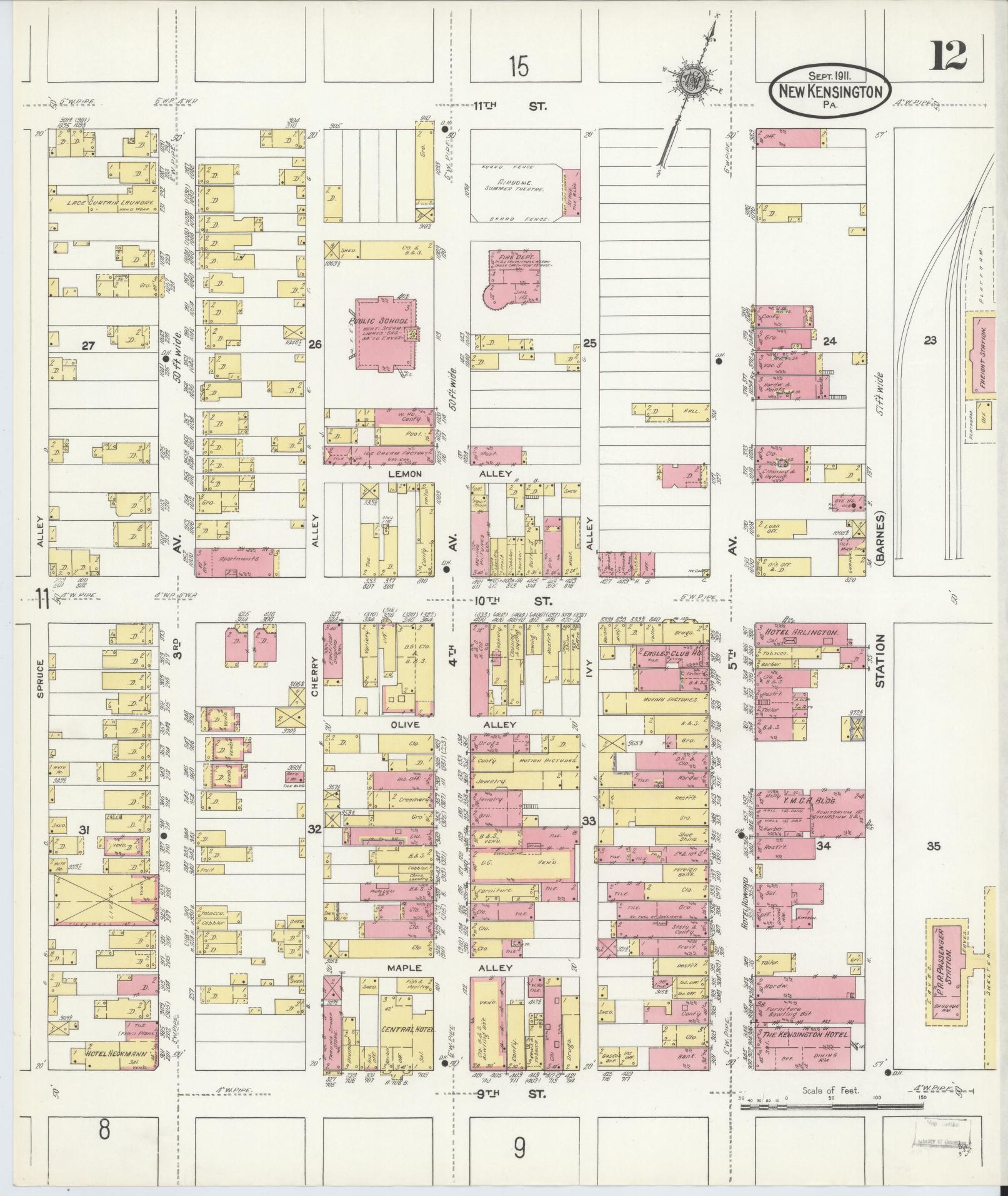 Sanborn Fire Insurance Map from New Kensington, Westmoreland County, Pennsylvania (1911), Sheet #0012 - Complete Map Set gallery image, historic Sanborn map, vintage wall art, Pennsylvania Pennsylvania