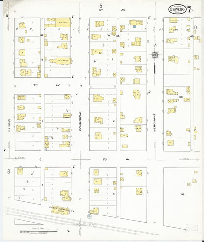 Sanborn Fire Insurance Map from Oswego, Labette County, Kansas (1918), Sheet #0007 - Complete Map Set gallery image, historic Sanborn map, vintage wall art, Kansas Kansas