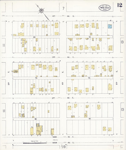 Sanborn Fire Insurance Map from Twin Falls, Twin Falls County, Idaho (1911), Sheet #0012 - Complete Map Set gallery image, historic Sanborn map, vintage wall art, Falls Idaho