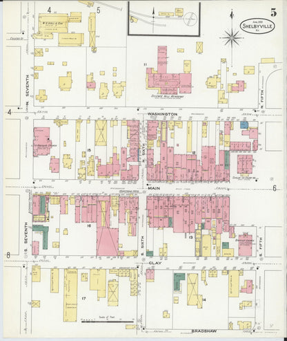 Sanborn Fire Insurance Map from Shelbyville, Shelby County, Kentucky (1909), Sheet #0005 - Complete Map Set gallery image, historic Sanborn map, vintage wall art, Kentucky Kentucky