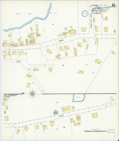 Sanborn Fire Insurance Map from Roslyn, Nassau County, New York (1908), Sheet #0006 - Complete Map Set gallery image, historic Sanborn map, vintage wall art, New York New York