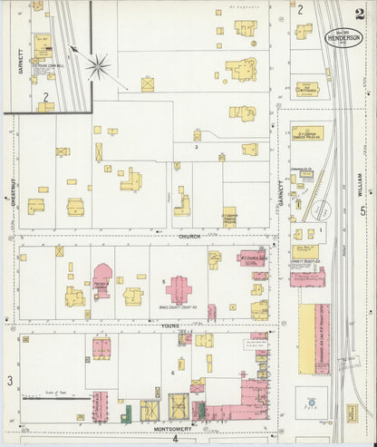 Sanborn Fire Insurance Map from Henderson, Vance County, North Carolina (1901), Sheet #0002 - Historic Sanborn Fire Insurance Map Print, vintage old map wall art, antique decor, genealogy gift, North Carolina North Carolina map