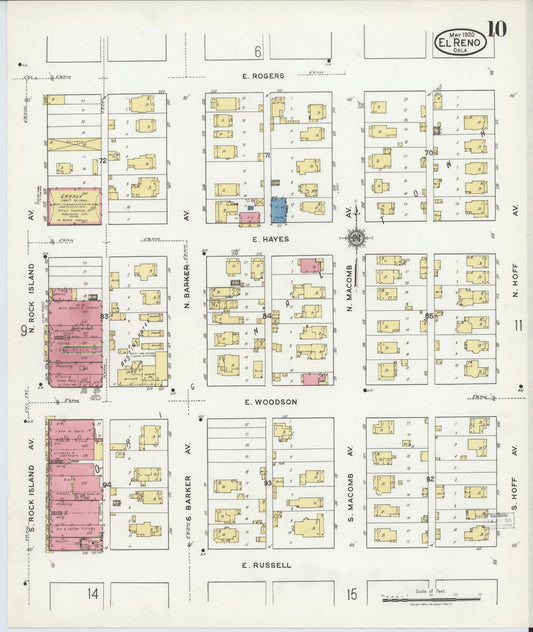 Sanborn Fire Insurance Map from El Reno, Canadian County, Oklahoma (1920), Sheet #0010 - Historic Sanborn Fire Insurance Map Print, vintage old map wall art, antique decor, genealogy gift, Oklahoma Oklahoma map