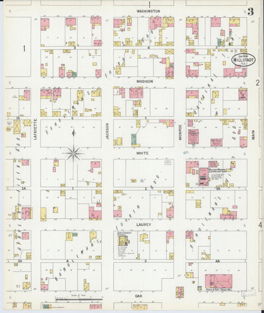 Sanborn Fire Insurance Map from Millstadt, Saint Clair County, Illinois (1900), Sheet #0003 - Historic Sanborn Fire Insurance Map Print, vintage old map wall art, antique decor, genealogy gift, Illinois Illinois map