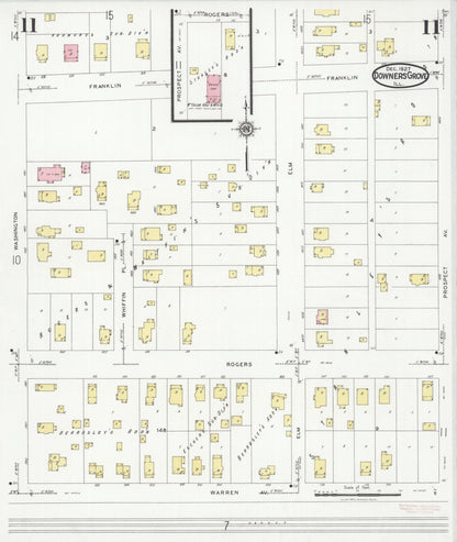 Sanborn Fire Insurance Map from Downers Grove, Dupage County, Illinois (1927), Sheet #0011 - Complete Map Set gallery image, historic Sanborn map, vintage wall art, Illinois Illinois