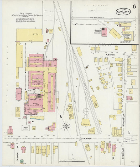 Sanborn Fire Insurance Map from Waynesboro, Franklin County, Pennsylvania (1896), Sheet #0006 - Historic Sanborn Fire Insurance Map Print, vintage old map wall art, antique decor, genealogy gift, Pennsylvania Pennsylvania map