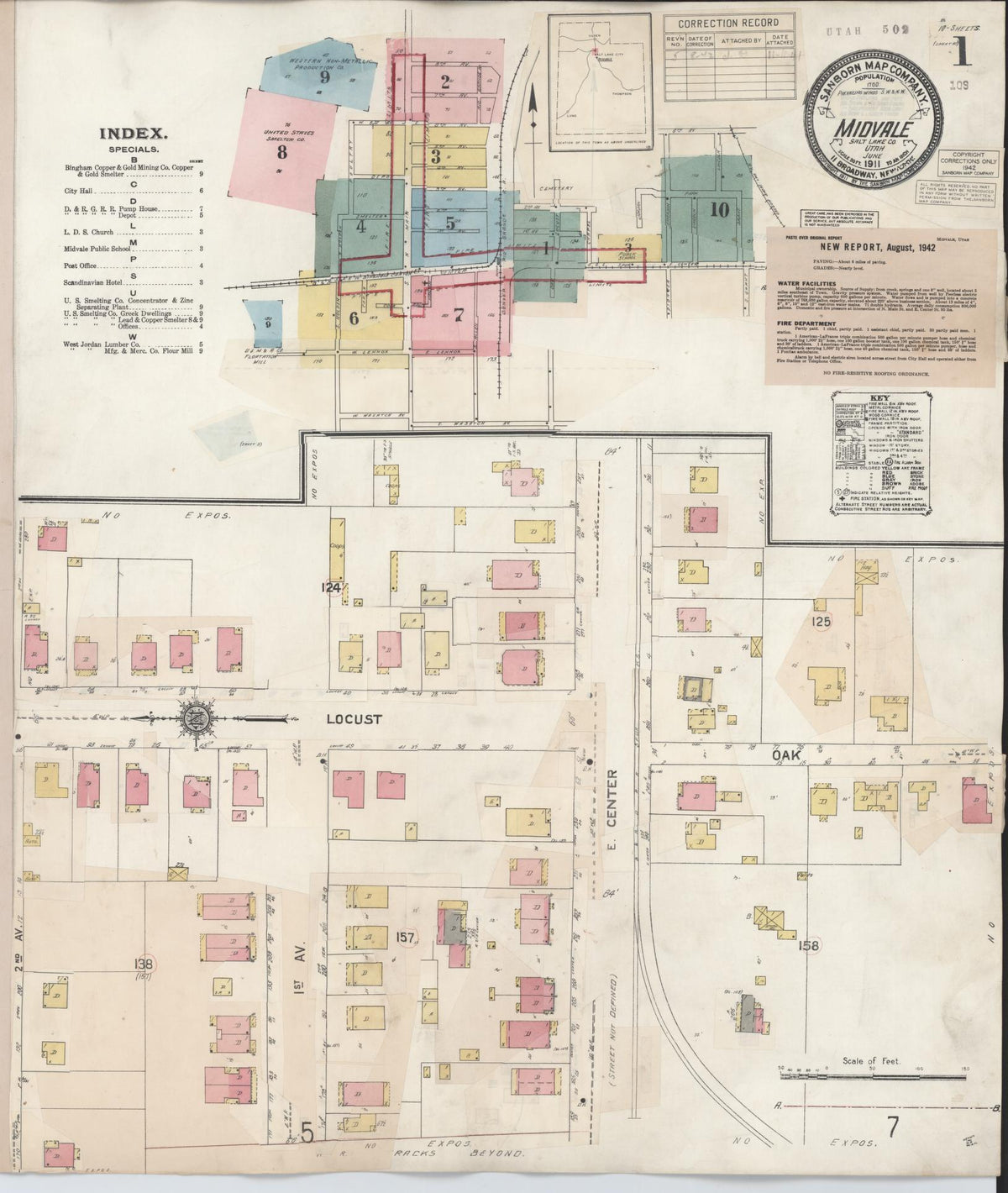 Sanborn Fire Insurance Map from Midvale, Salt Lake County, Utah (1942), Sheet #0001 - Complete Map Set gallery image, historic Sanborn map, vintage wall art, Utah Utah