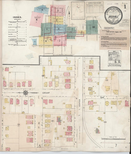 Sanborn Fire Insurance Map from Midvale, Salt Lake County, Utah (1942), Sheet #0001 - Complete Map Set gallery image, historic Sanborn map, vintage wall art, Utah Utah