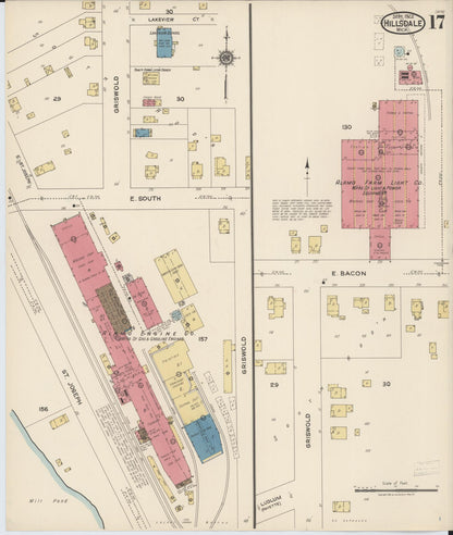 Sanborn Fire Insurance Map from Hillsdale, Hillsdale County, Michigan (1922), Sheet #0017 - Complete Map Set gallery image, historic Sanborn map, vintage wall art, Michigan Michigan