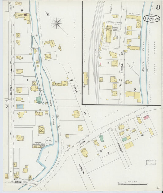 Sanborn Fire Insurance Map from Boonton, Morris County, New Jersey (1896), Sheet #0008 - Historic Sanborn Fire Insurance Map Print, vintage old map wall art, antique decor, genealogy gift, New Jersey New Jersey map