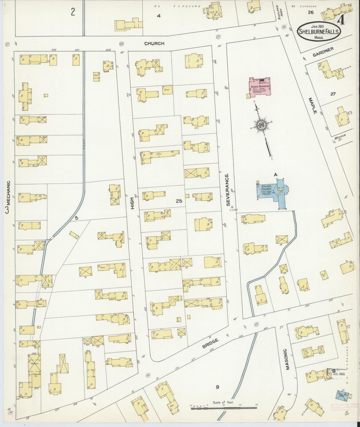 Sanborn Fire Insurance Map from Shelburne Falls, Franklin County, Massachusetts (1910), Sheet #0004 - Complete Map Set gallery image, historic Sanborn map, vintage wall art, Massachusetts Massachusetts
